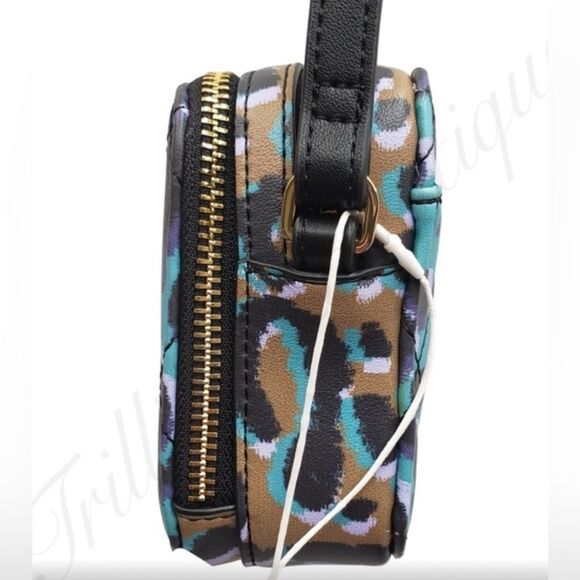 NWT TED BAKER LONDON Bag Crossbody Camera Olive Quiltt Leopard Faux Leather - Picture 11 of 12